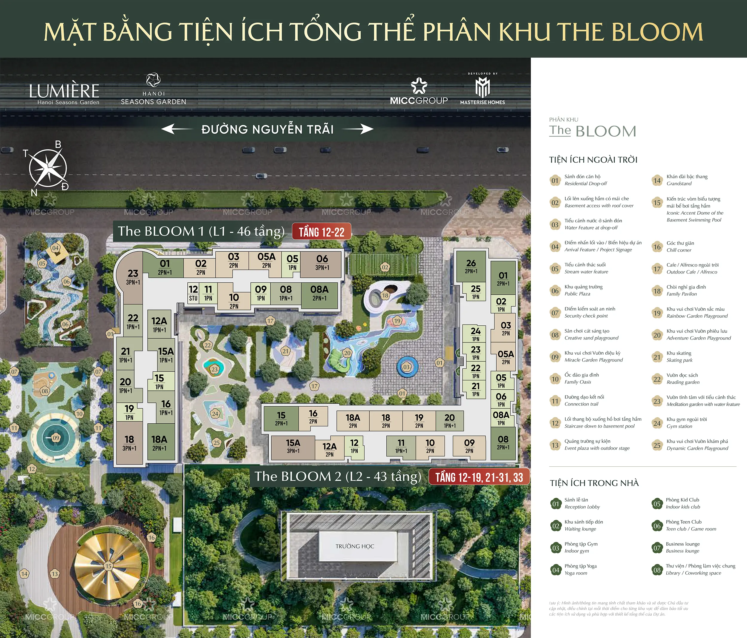 Mặt bằng tiện ích Phân khu The Bloom Hanoi Seasons Garden